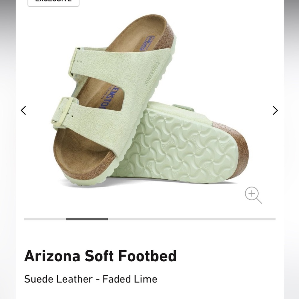 Birkenstock Suede Arizona Faded Lime Size 38 or US 7 Narrow